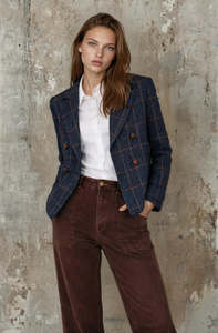 Tops: Mi Moso Mateo Jacket - Navy Plaid