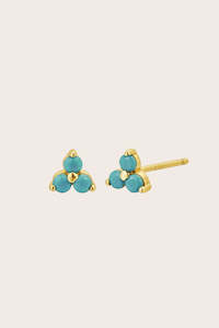 New Birthstone Studs: Gold Birthstone Studs - December/Turquoise