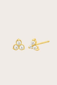 New Birthstone Studs: Gold Birthstone Studs - June/Pearl