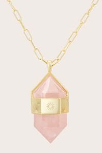 Rose Quartz: Shine Brightly Necklace - Gold