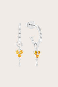Silver Birthstone Hoops - November/Citrine