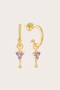 Februarys Birthstone Amethyst: Gold Birthstone Hoops - February/Amethyst
