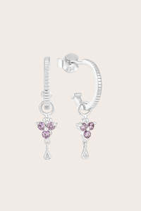 Silver Birthstone Hoops - February/Amethyst