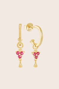 All Jewellery: Gold Birthstone Hoops - July/Ruby