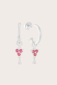 Silver Birthstone Hoops - July/Ruby