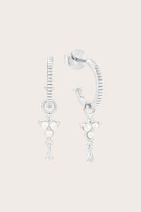 All Jewellery: Silver Birthstone Hoops - June/Pearl
