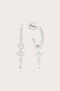 Silver Birthstone Hoops - April/Crystal