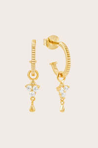 Birthstone Hoops: Gold Birthstone Hoops - April/Crystal