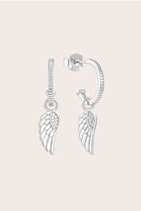 Hoop Earrings: Guardian Angel Hoops - Silver