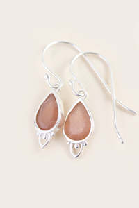 Peach Moonstone: Sacral Chakra Earrings Silver
