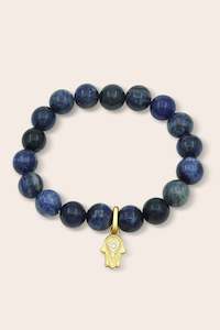 Sodalite: Hamsa Blessings Bracelet - Gold