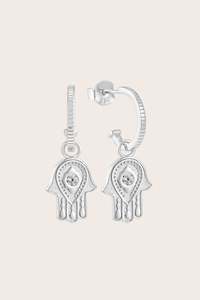 Hoop Earrings: Hamsa Blessings Hoops - Silver
