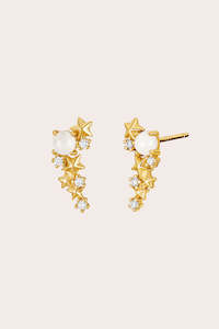 Guiding Lights of Matariki Climber Earrings - Gold