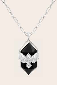 Black Agate Soar Necklace - Silver