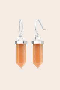 Peach Moonstone Creative Flow Earrings - Silver