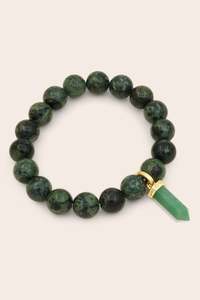 Green Aventurine: Jasper Strength Bracelet - Gold