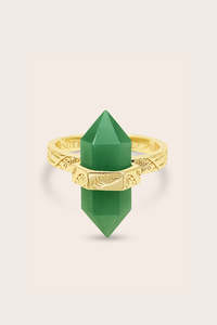 Green Aventurine: Strength Within Ring - Gold
