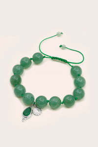 Green Aventurine: Heart Chakra Mala Bracelet - Silver
