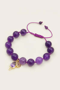Amethyst: Crown Chakra Mala Bracelet - Gold
