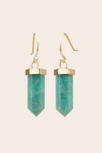 Amazonite: Amazonite True Voice Earrings - Gold