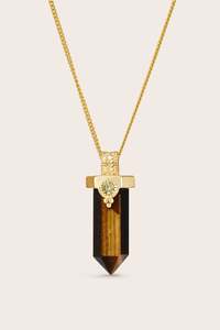 Gold Jewellery: Courage Within Tiger's Eye Necklace - Gold