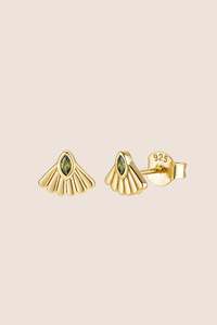 Fantail Studs Olive - Gold
