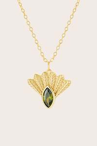 Fantail Messenger Necklace Olive - Gold
