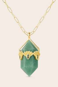 Aventurine Fantail Necklace - Gold