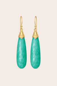 Gold Jewellery: Amazonite Balance Earrings - Gold