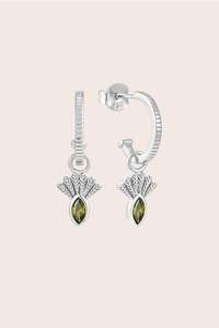 Hoop Earrings: Fantail Messenger Hoops Olive - Silver