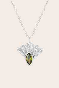 Fantail Messenger Necklace Olive - Silver