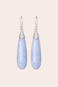 Blue Lace Agate Inner Peace Earrings - Silver