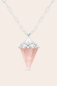 Rose Quartz: Follow Your Heart Rose Quartz Pendulum - Silver