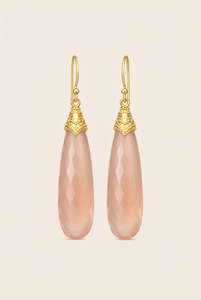 Heart-Led Rose Quartz Earrings - Gold