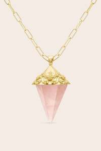 Follow Your Heart Rose Quartz Pendulum - Gold