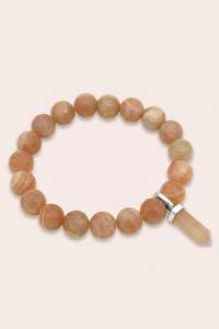 Intuitive Soul Peach Moonstone Bracelet - Silver