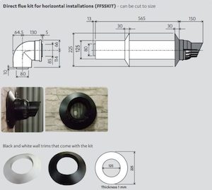 Products: Rinnai Direct flue kit for horizontal installations