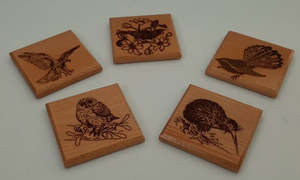 Coasters: Coasters New Zealand Birds - various New Zealand wood