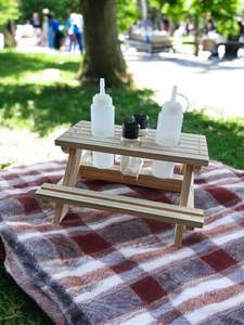 Wooden BBQ table condiment holder