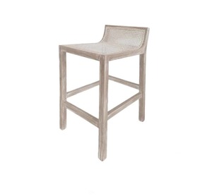 Elm Wood White Washed Barstool - Coastal At Home