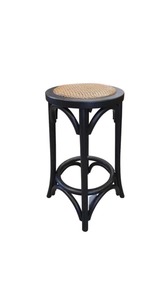 Products: Black Wooden Round Barstool - Coastal At Home