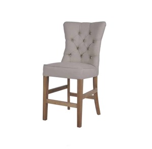 Products: Beige Linen Barstool- Button Back - Coastal At Home