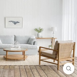 Hamptons Teak Wood & Rattan Arm Chair - Coastal At Home