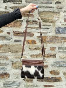 Handbag: On The Go Shoulder Bag - Brown + White Bold