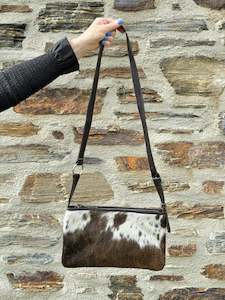 Cowhide Coastal Handbag - Brindle Brown + White