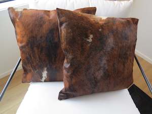 Homeware: Double side Cowhide Cushion 50cm x 50cm - Brindle Brown