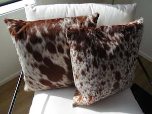 Double side Cowhide Cushion 50cm x 50cm - Tan & White Speckled