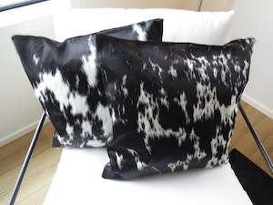 Double side Cowhide Cushion 50cm x 50cm - Black & White Speckled