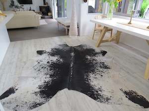 Sale Large Cowhides: SALE Large Cowhide - Black + White + Chocolate Salt & Pepper