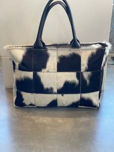 Weekend Bags Handbags Wallets: Unisex Patchwork Large Tote - Black + White